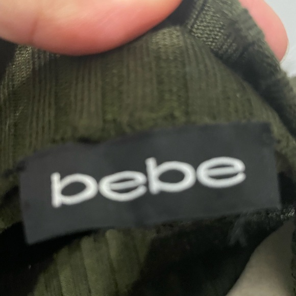 Bebe dark olive green Turtleneck Long Sleeve Bodycon Dress - Picture 3 of 3